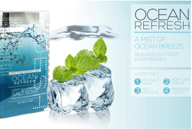 Ocean Refresh spa pedicure products with cooling peppermint and seaweed minerals used at Rubi Nail Spa